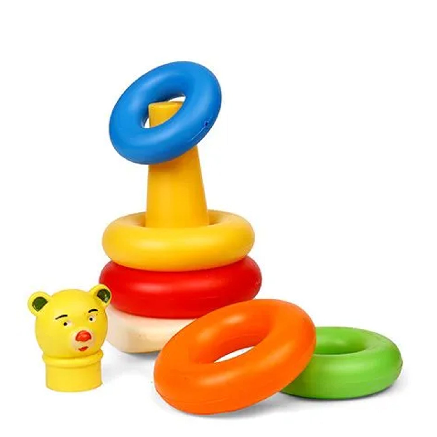 Baby toy set with multiple rings for stacking. Baby toy set with multiple rings for stacking.